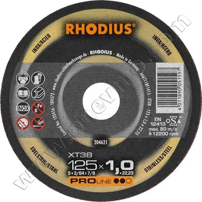 Купить Отрезной круг по металлу 125х1х22 (сталь/нержавейка) Rhodius XT38 (204621) фото