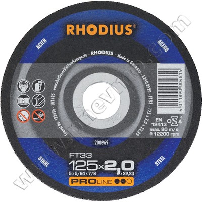 Абразивный отрезной круг 100х2х16 по стали Rhodius FT33 (200736) фото увеличить Купить Абразивный отрезной круг 100х2х16 по стали Rhodius FT33 (200736) фото